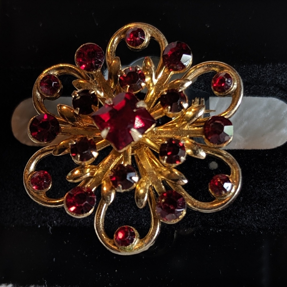 Floral Ruby Brooch